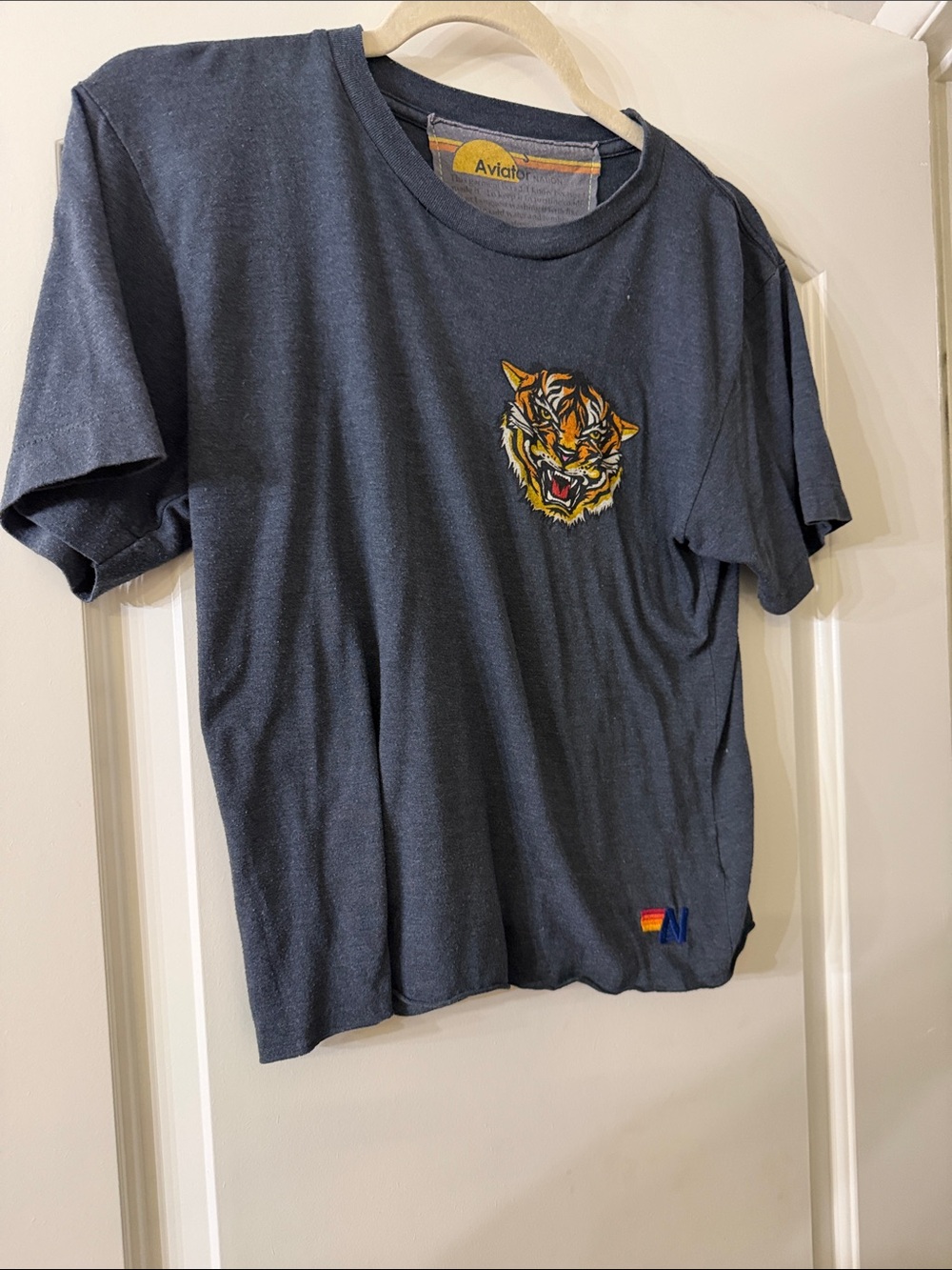 Aviator Nation Dark Navy Short Sleeve Tee with Embroidered Tiger